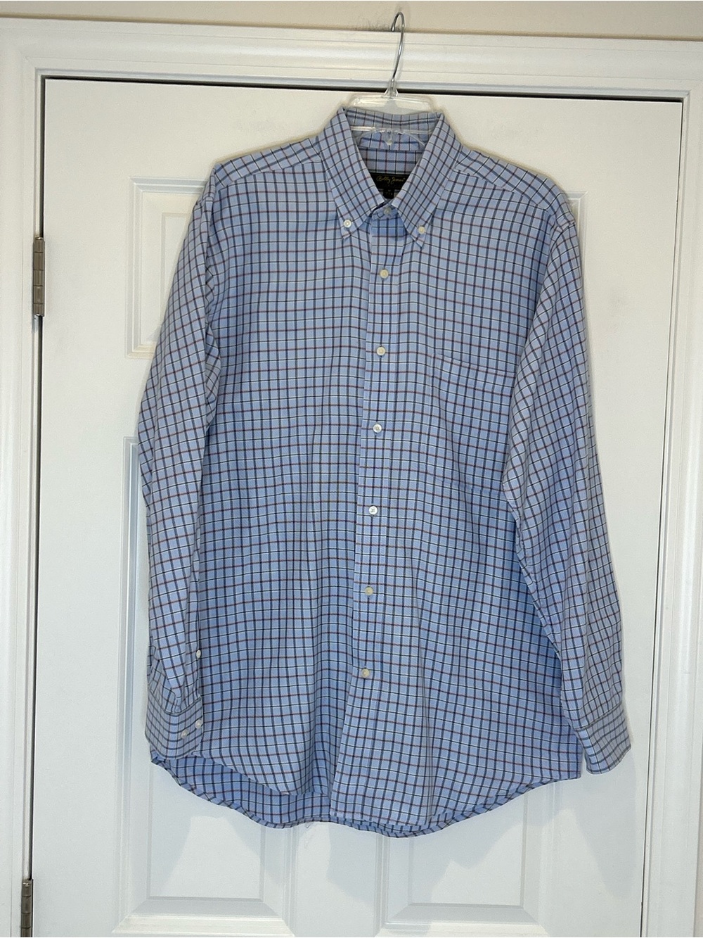 Bobby Jones Blue and Navy Windowpane Dress Shirt Size M 15-15.5 Men's